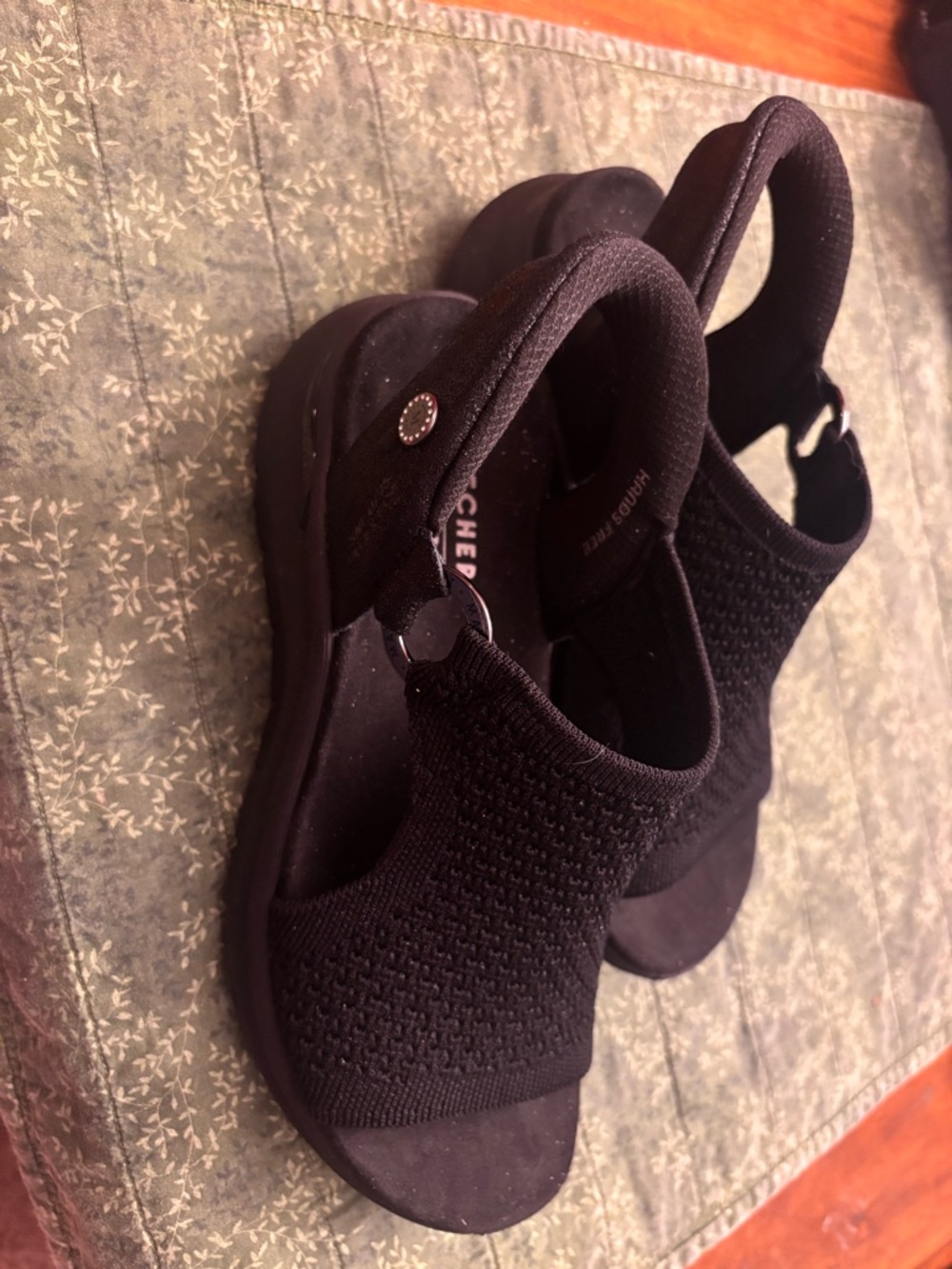 Skechers Black Knit Slingback Comfort Sandals- Martha Stewart  Pier Lite